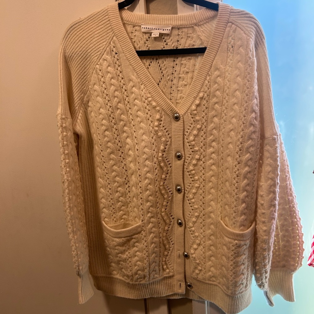 Robert Rodriguez Cream Cable Knit Cardigan